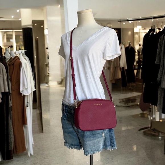 Authentic Michael Kors Magenta Crossbody Bag with Gold Hardware - Picture 13 of 13